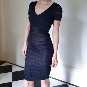 Navy blue V neck dress by French Connection sz 8